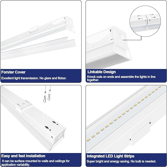 ANTLUX 8FT LED Shop Light Fixture, 110W LED Strip Light, 12200 LM, 6000K, 8 Foot LED Linear Lights