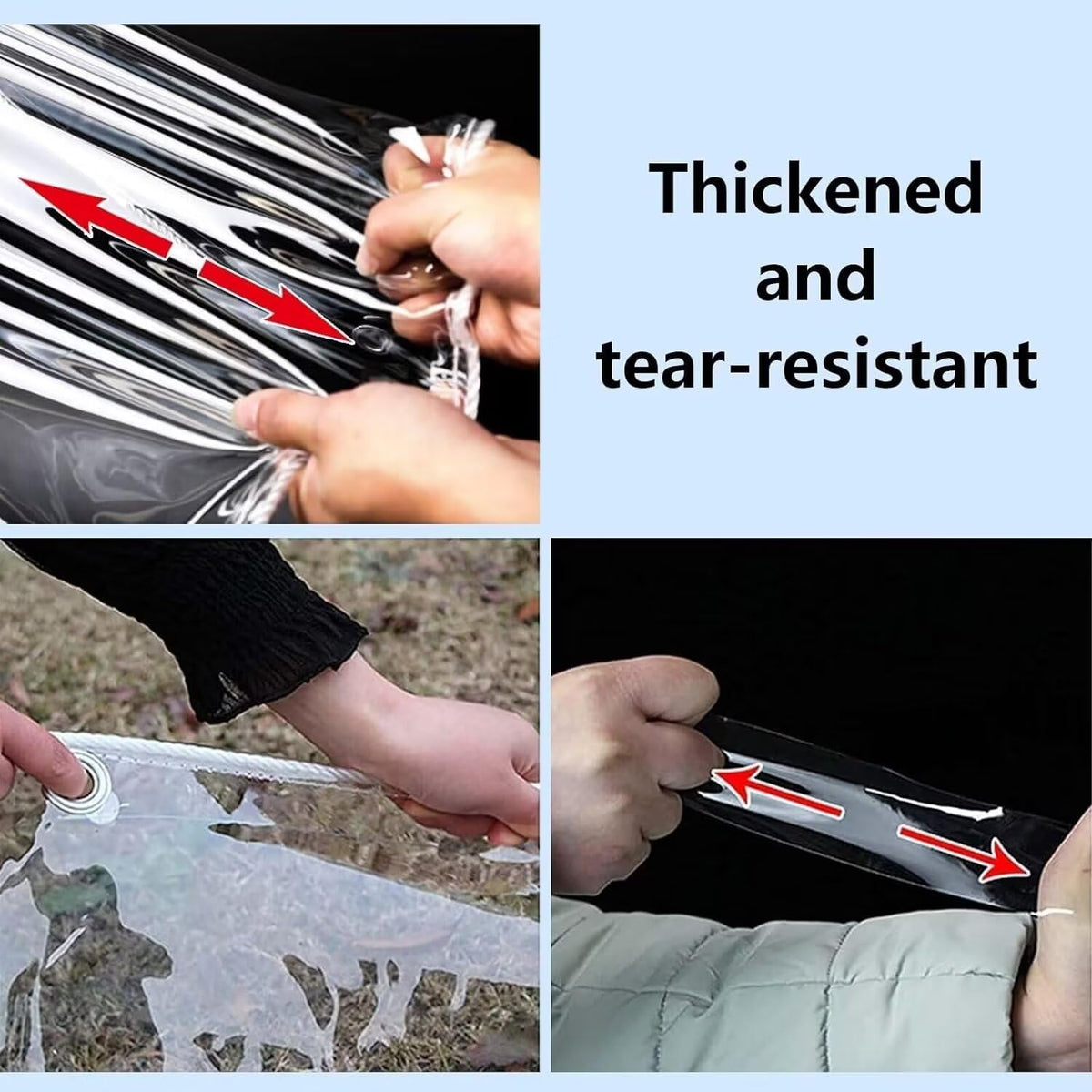 Clear Tarps with Grommets 14 Mil Clear PVC Tarp 400g/m² Thickened Tear Resistant, for Camping
