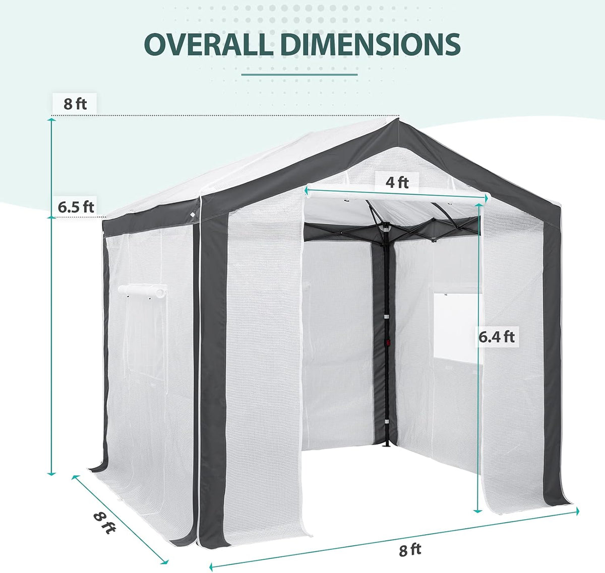 EAGLE PEAK 8x8 Portable Walk in Greenhouse with Polyester Reinforced Corners, Heavy Duty Instant