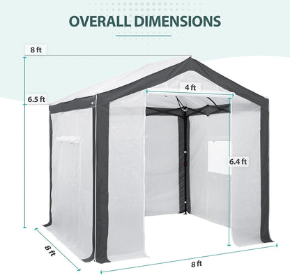 EAGLE PEAK 8x8 Portable Walk in Greenhouse with Polyester Reinforced Corners, Heavy Duty Instant
