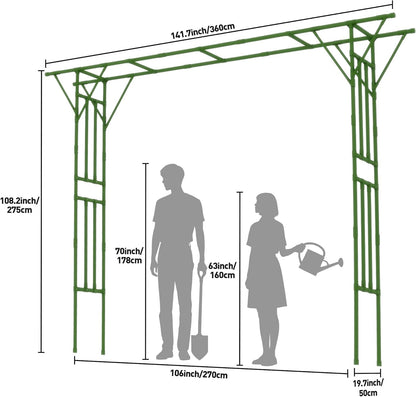 Flat Top Garden Arch Trellis 11FT x 9FT, Super Large Arbor Trellis for Climbing Plants Outdoor