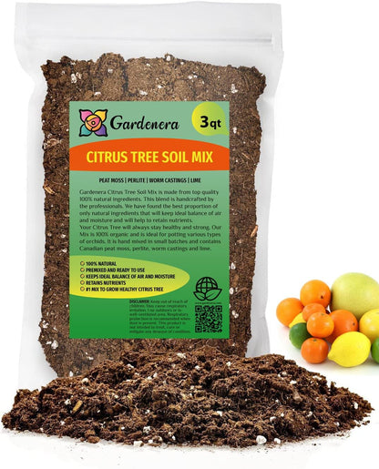 GARDENERA Citrus Tree Potting Soil Mix, Special Blend for Indoor Oranges, Lemons, Limes and More