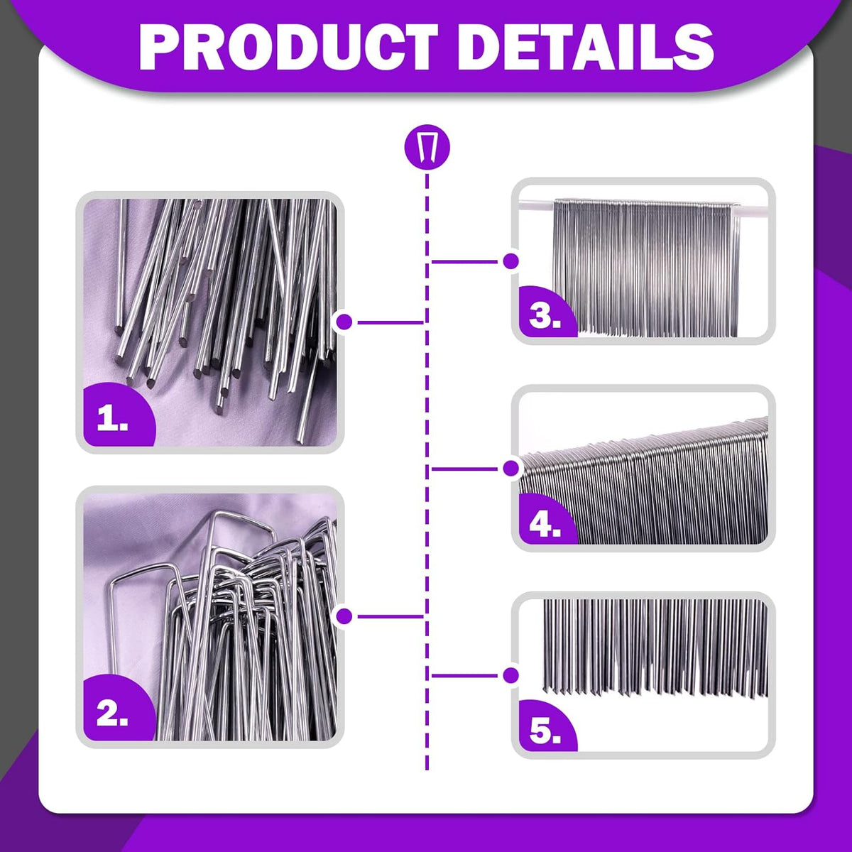 Swpeet 201Pcs U-Shaped Landscape Garden Stakes Staples and Plastic Fixing Gasket with Pick Hook