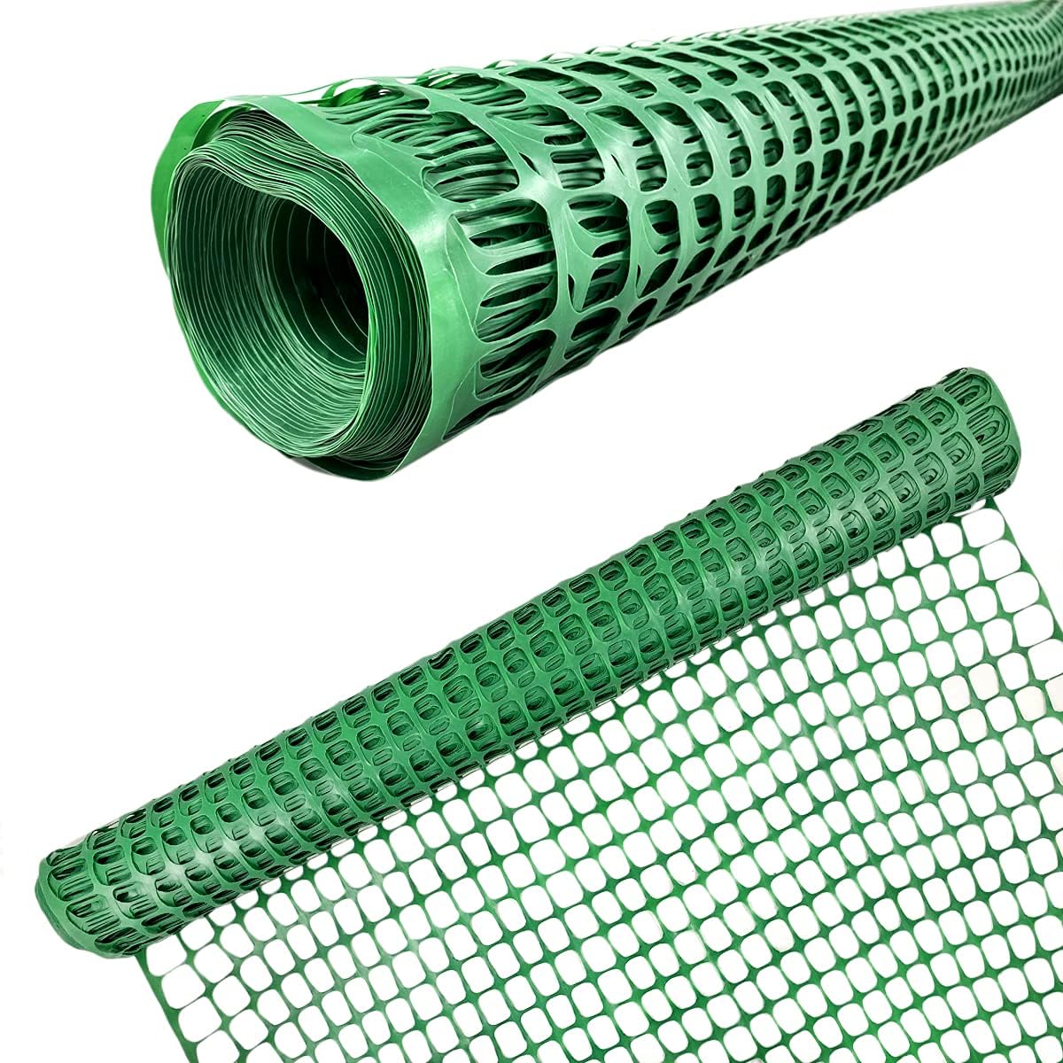 Ashman Plastic Mesh Fence, Construction Barrier Netting, Green, 4'x100' Feet, 1 Roll, Garden