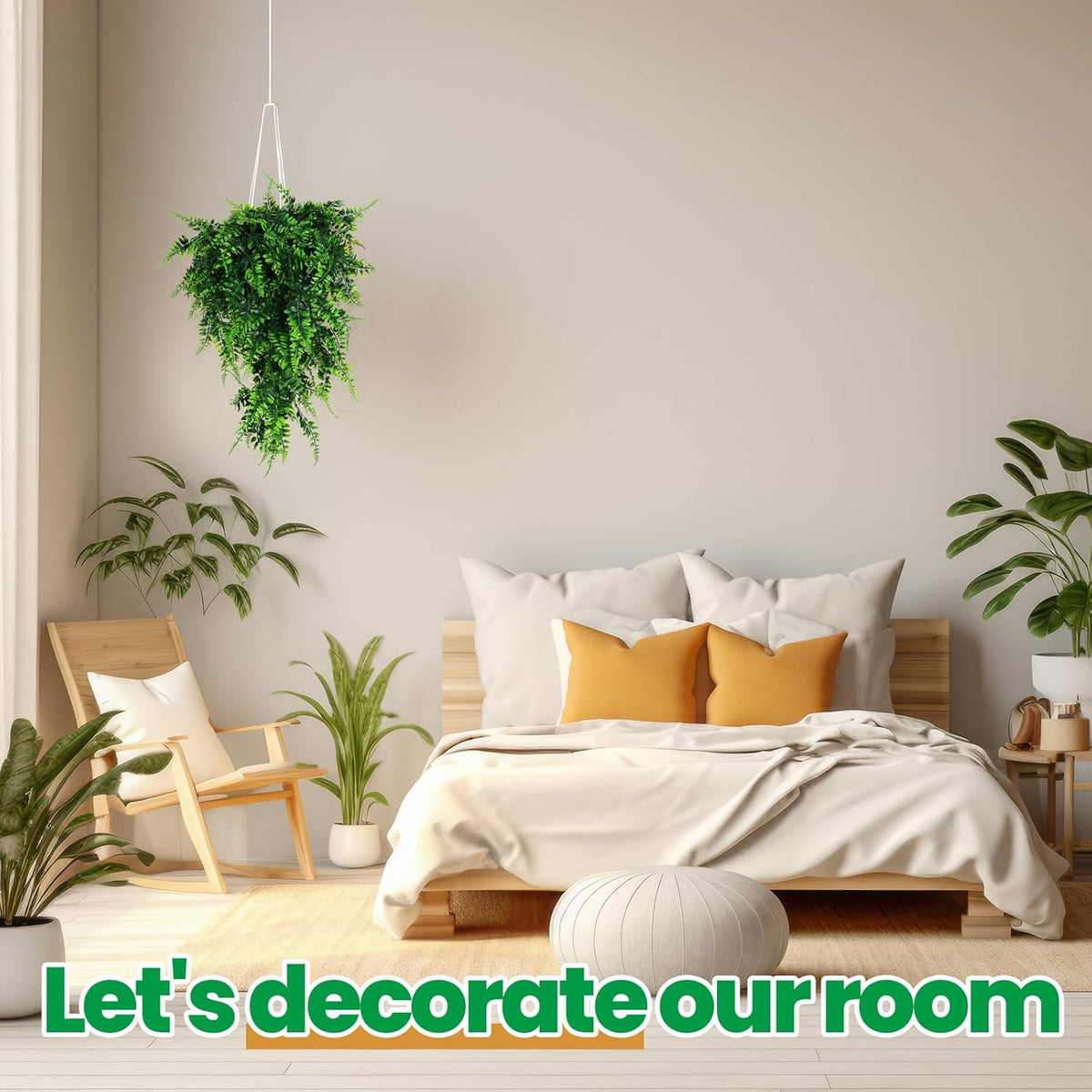 Geosar 88 Pcs Artificial Hanging Plants 32 Inch Hanging Boston Ferns Plastic Fake Plants for Wall