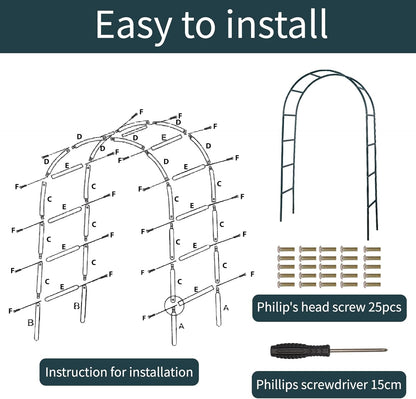RUBFAC 94" Metal Garden Arch Trellis for Climbing Plants Outdoor, Garden Arbors and Arches