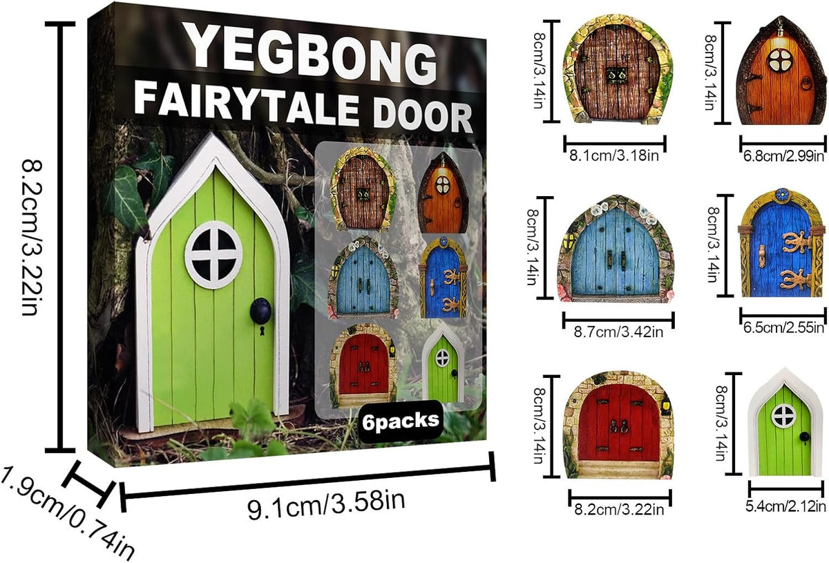 Enchanted Fairy Door for Tree Trunks - Weather-Resistant Miniature Garden Decor, 6-Piece Whimsical