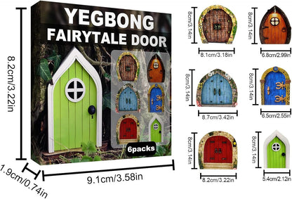 Enchanted Fairy Door for Tree Trunks - Weather-Resistant Miniature Garden Decor, 6-Piece Whimsical