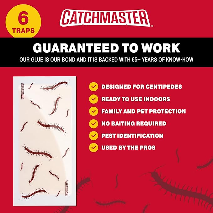 Catchmaster Centipede XL Giant Glue Boards 6-PK, Adhesive Bug Catcher, Cricket, Roach, Scorpion &