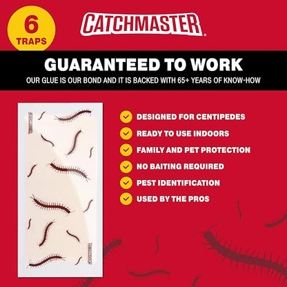 Catchmaster Centipede XL Giant Glue Boards 6-PK, Adhesive Bug Catcher, Cricket, Roach, Scorpion &