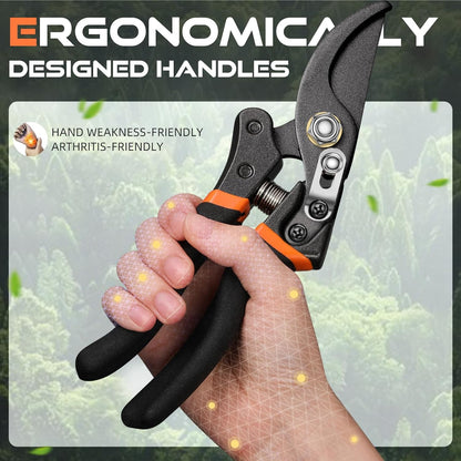 Pruning Shears for Gardening, 8.5" Professional Bypass Garden Scissors & Hedge Clippers for Branch