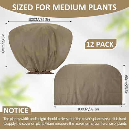 12 Pcs Winter Plant Covers Freeze Protection 39.4x23.6 Inch Horizontal Shrub Tree Rose Plant