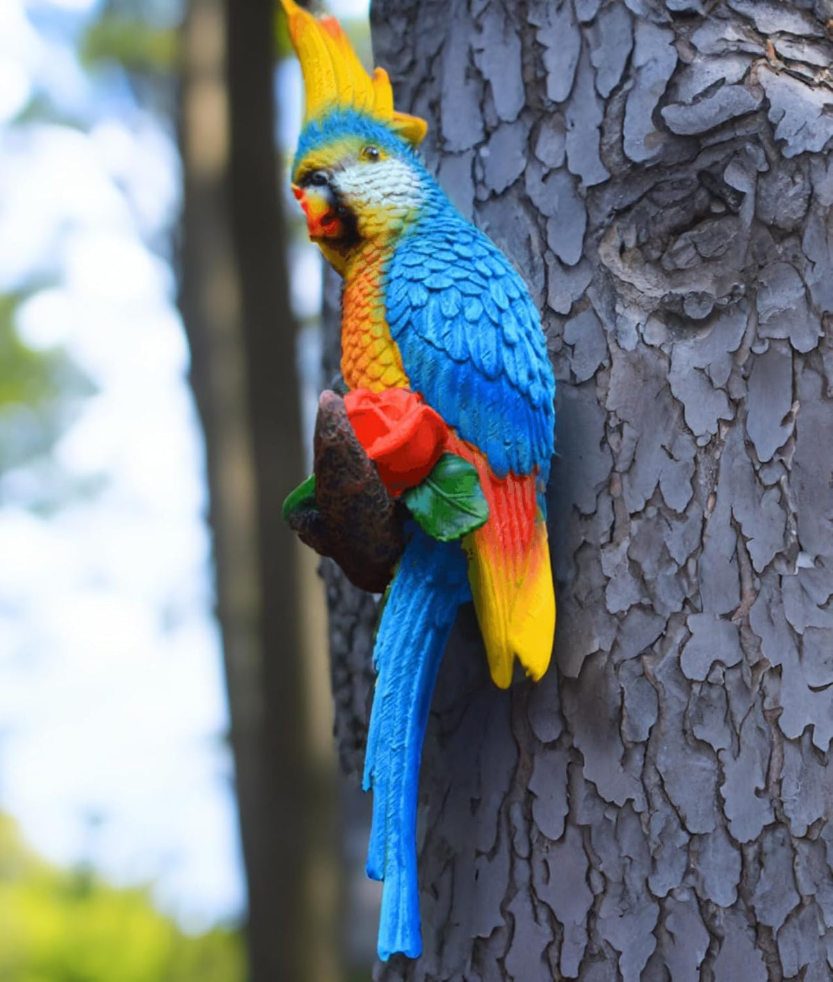 Teaeeno Resin Wall Bird Statue Decor,Real Parrot Sculpture Home Decor,Outdoor Indoor Figurine