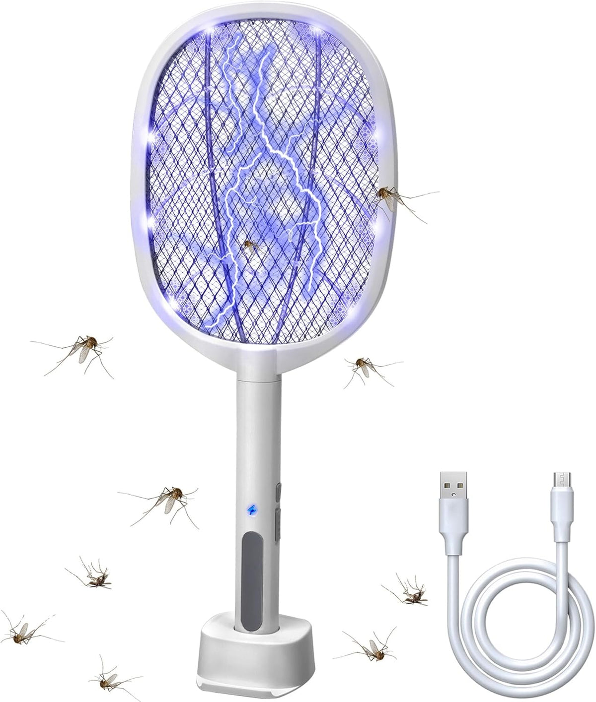 Lulu Home 2-in-1 Electric Bug Zapper Racket, 3000V High Voltage LED Lighted Handheld Mosquito
