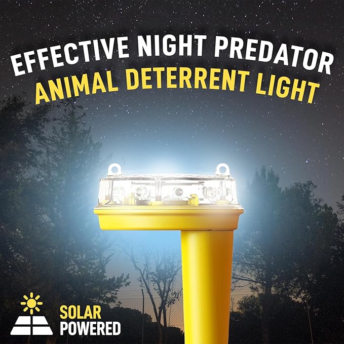 Solar Foxlights Predator Deterrent with LED Flash – Night Wildlife Repeller for Chickens, Ducks