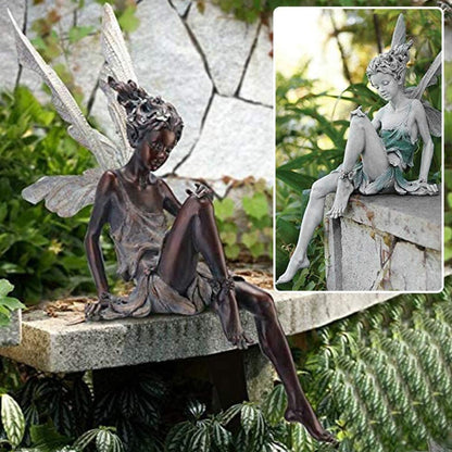 Angel Figurine Outdoor Garden Fairy Statue, 9 ''Garden Sculpture Resin Angel Craft Home Table