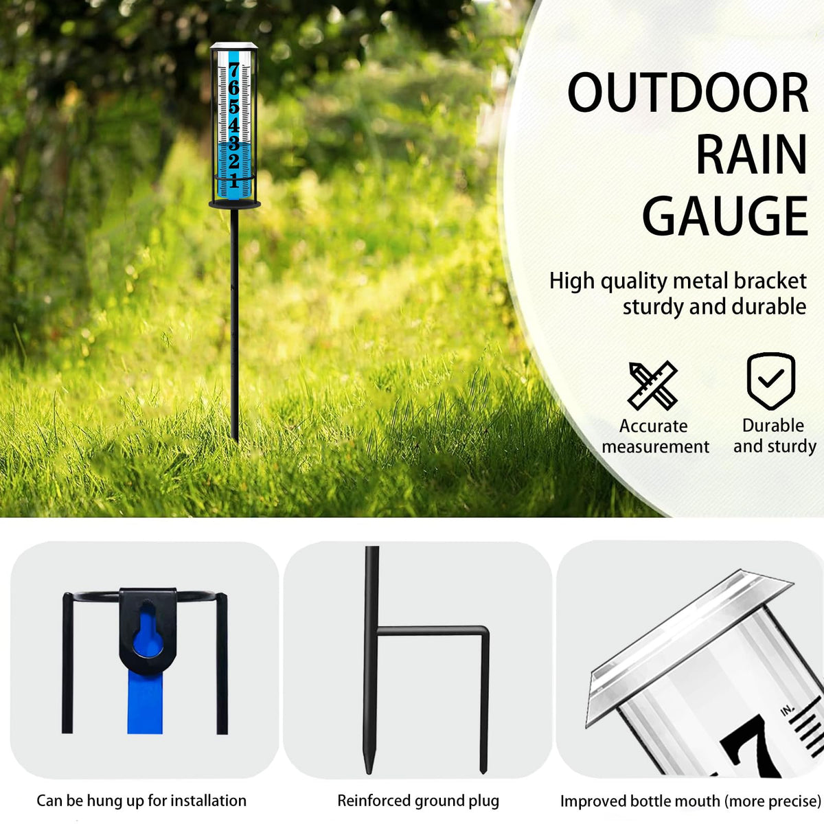 Rain Gauge outdoor, Upgraded Accurate Rain Gauges Outdoors best rated, Thickened Transparent