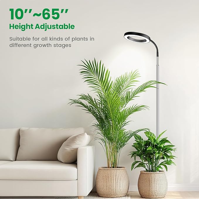 Garpsen Grow Light, Full Spectrum Plant Lights for Indoor Growing with Gooseneck (No Base), 3