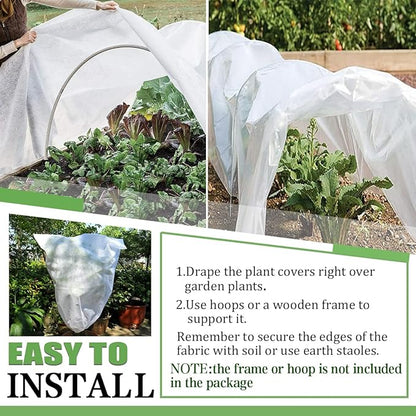 Plant Covers Freeze Protection, 10FT x 50FT 0.9oz Reusable Floating Row Cover Plant Blankets Frost