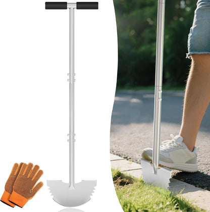 Serrated Edger Lawn Tool - Half Moon Shovel with Softer T-Handle, Lawn Edger for Yard, Garden