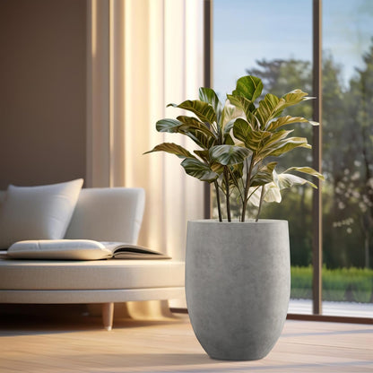 Kante 21.7" H Natural Concrete Tall Planter, Large Outdoor Indoor Decorative Pot with Drainage Hole