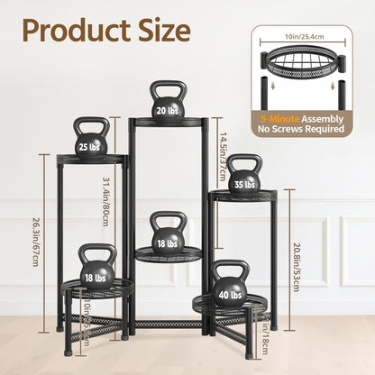 LASZOLA 6 Tiered Folding Tall Plant Stand for Indoor Outdoor Corner, Larger Heavy Duty Metal