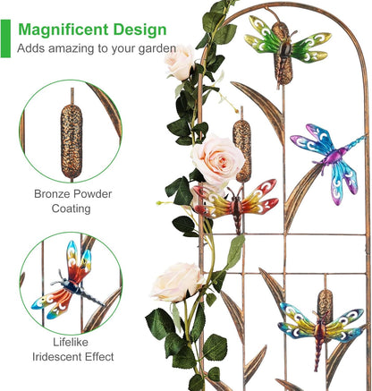 SUNNYPARK Set of 2 Dragonfly Metal Garden Trellis for Climbing Plants, Decorative Vegetables
