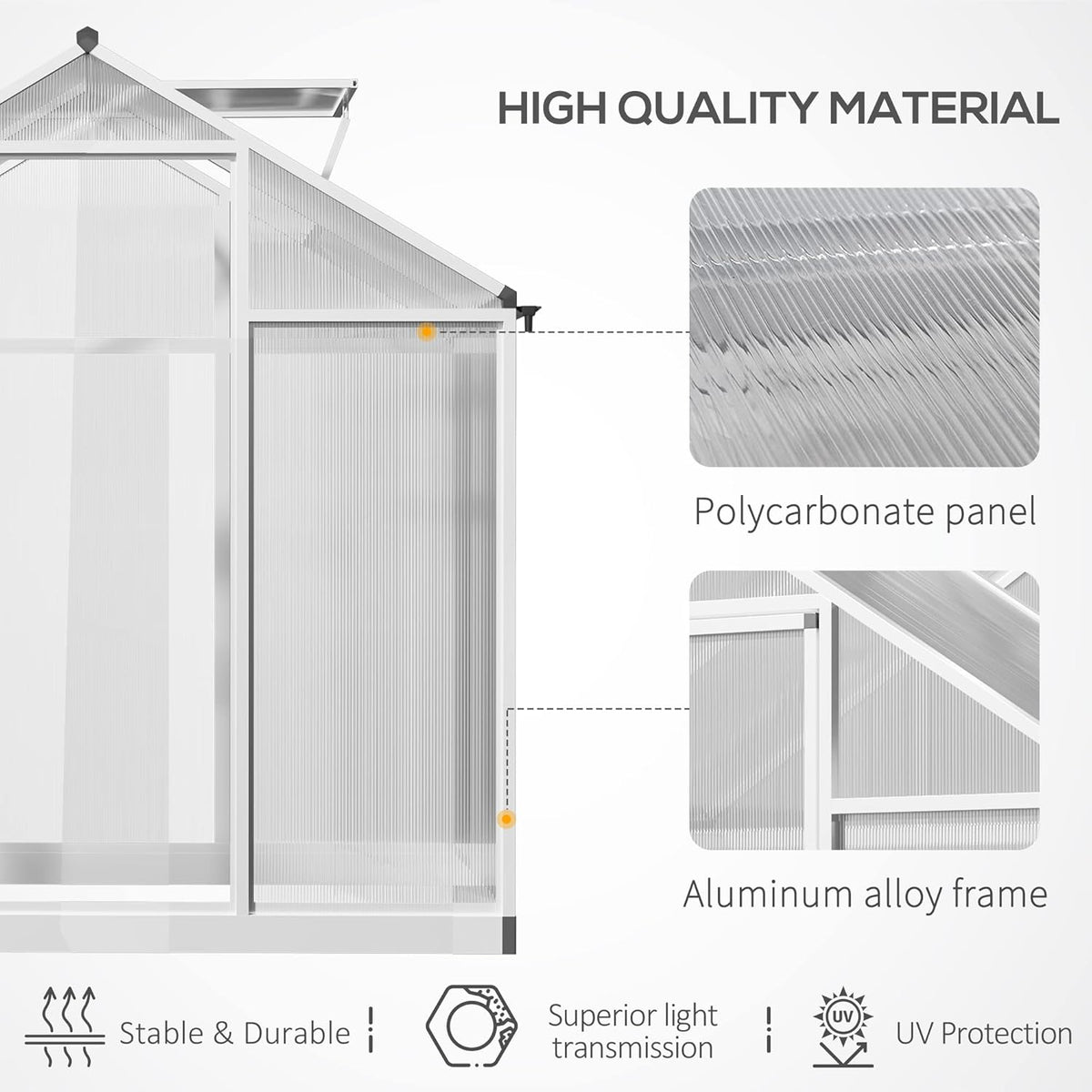 Outsunny 4' x 6' Greenhouse for Outdoors, Polycarbonate Greenhouse with Rain Gutter and Roof Vent