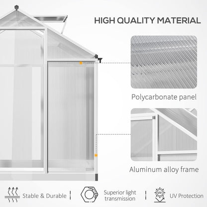 Outsunny 4' x 6' Greenhouse for Outdoors, Polycarbonate Greenhouse with Rain Gutter and Roof Vent