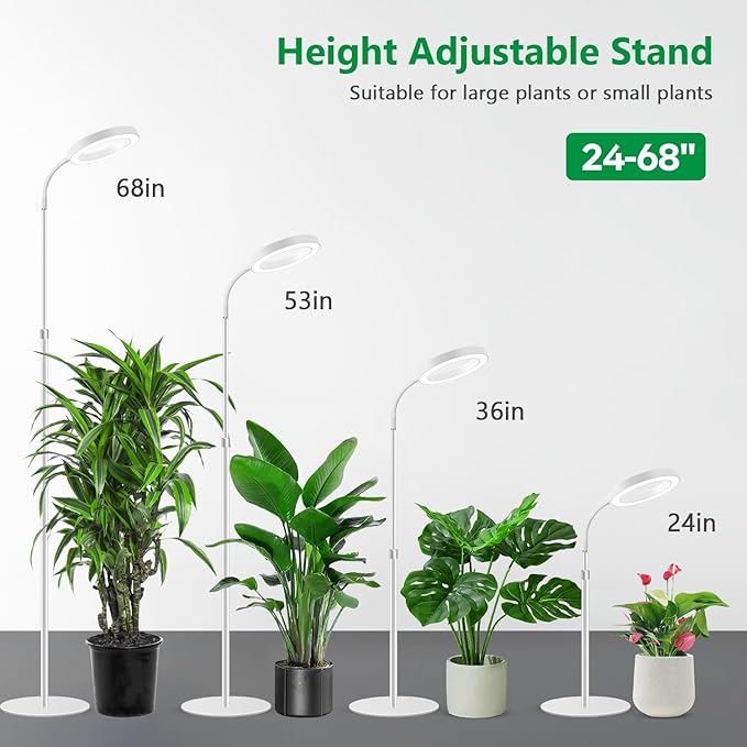 Floor Grow Lights for Indoor Plants, Full Spectrum Plant Light with 68" Stand for Growing Large