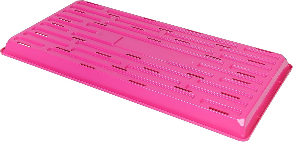SUNPACK 10" x 20" Heavy Duty Shallow Plastic Seed Starting Tray, Magenta, 1" - Lined with Drainage