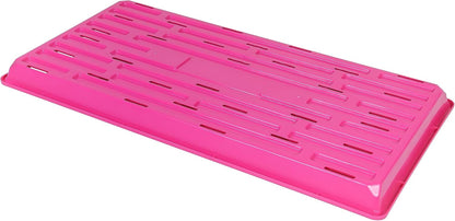 SUNPACK 10" x 20" Heavy Duty Shallow Plastic Seed Starting Tray, Magenta, 1" - Lined with Drainage