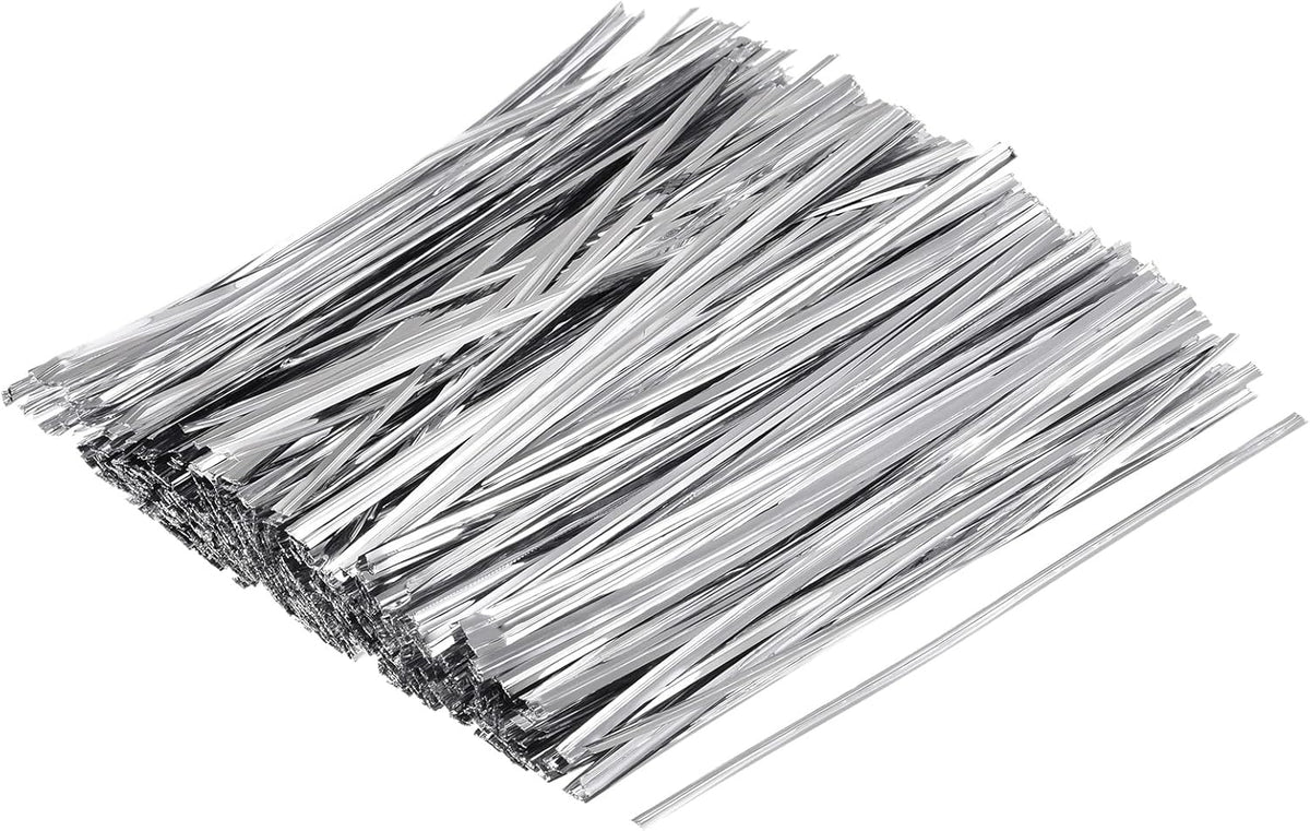 MECCANIXITY Foil Twist Ties 6" 15cm Metallic Plastic Closure Tie for Tying Bread, Candy, Cookies