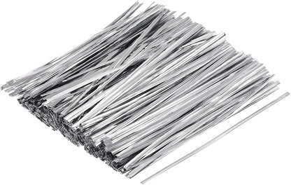 MECCANIXITY Foil Twist Ties 6" 15cm Metallic Plastic Closure Tie for Tying Bread, Candy, Cookies