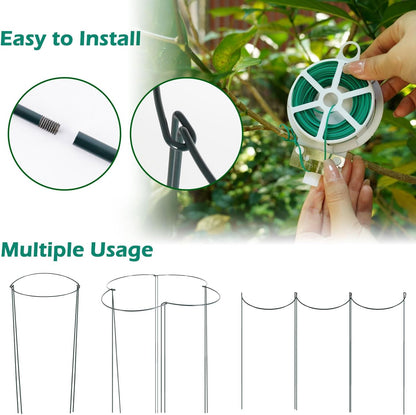 32 inch Plant Support Stakes, 10 Pack Half Round Metal Garden Plant Stake Heavy-Duty Plant Support