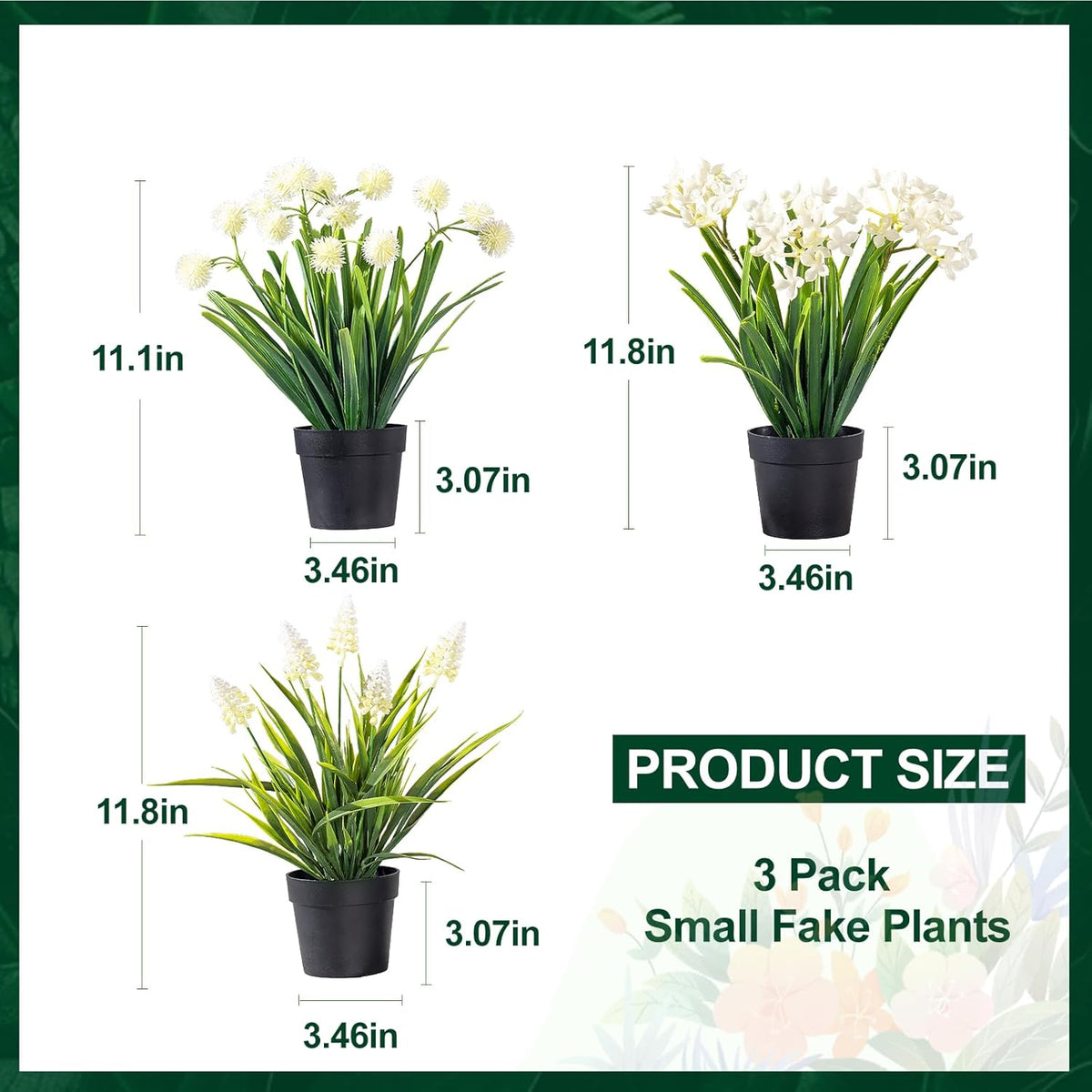 3 Pack Fake Small Plant Artificial Potted Flowers for Home Decor Fake Flower Plant Greenery Mini