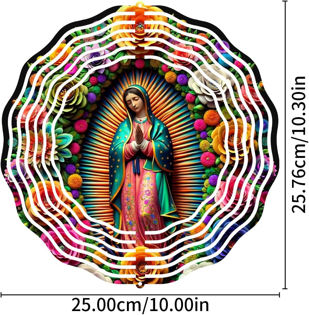 Virgin Mary Wind Spinner, Metal Wind Spinners Outdoor/Indoor,Virgin Mary Hanging Garden Decor for
