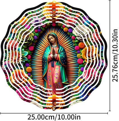 Virgin Mary Wind Spinner, Metal Wind Spinners Outdoor/Indoor,Virgin Mary Hanging Garden Decor for