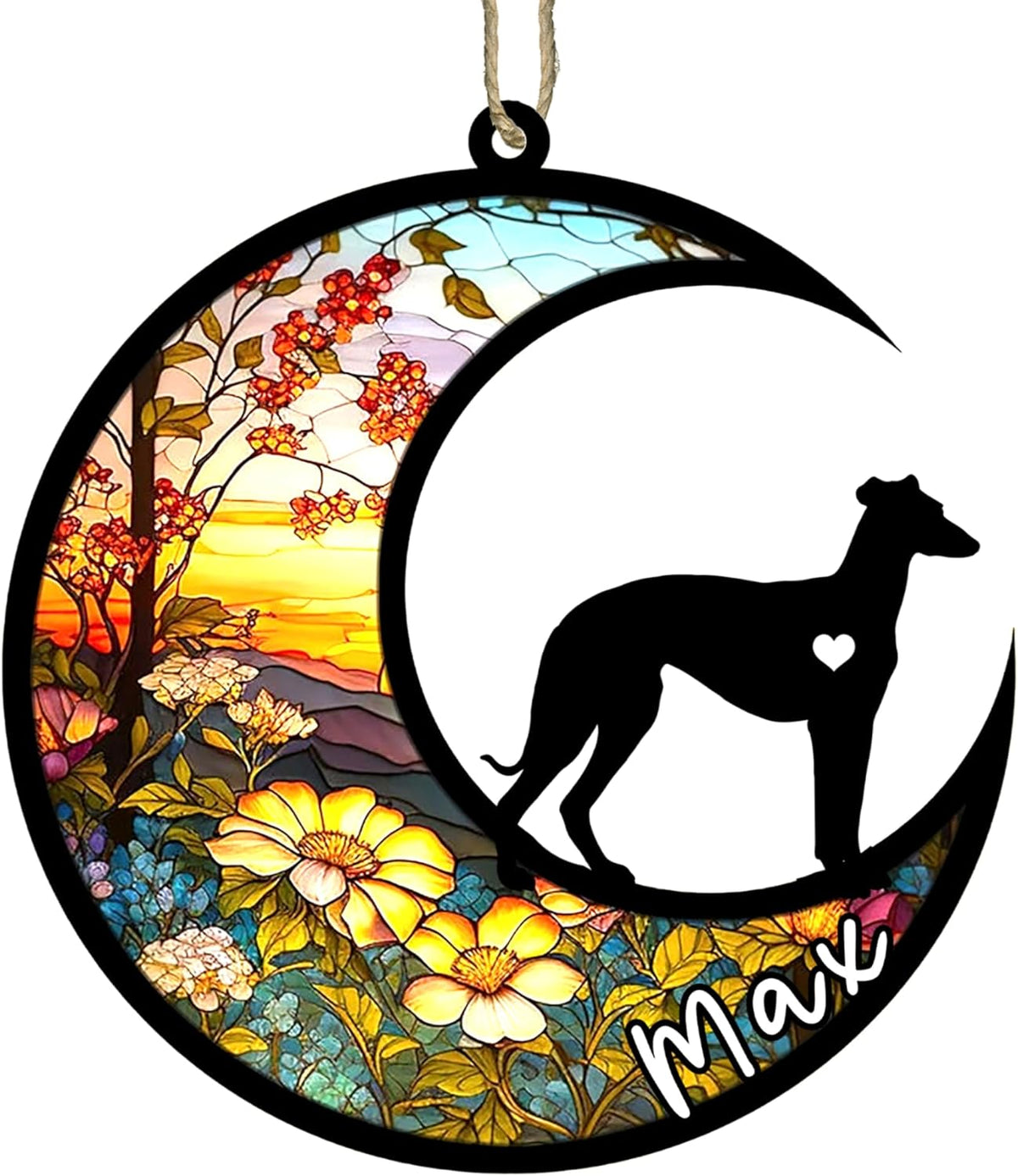 Personalized Dog Memorial, Custom Name Whippet Dog Christmas Ornament with Name, Custom Breeds, Pet