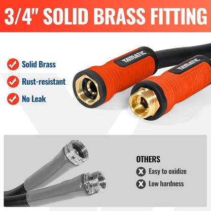 YAMATIC Garden Hose 100ft x 5/8", Ultra Durable Water Hose with Swivel Handle, Kink Resistant
