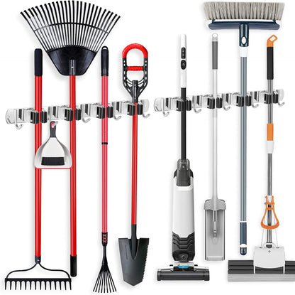 IMILLET 2 Broom Holder Wall Mounted, Stainless Steel Broom Mop Holder Self Adhesive Heavy Duty