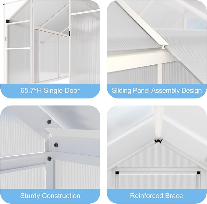 BlueWish 6x10 FT Greenhouses for Outdoors, Cedar Green House with 4-Layers Polycarbonate Panel