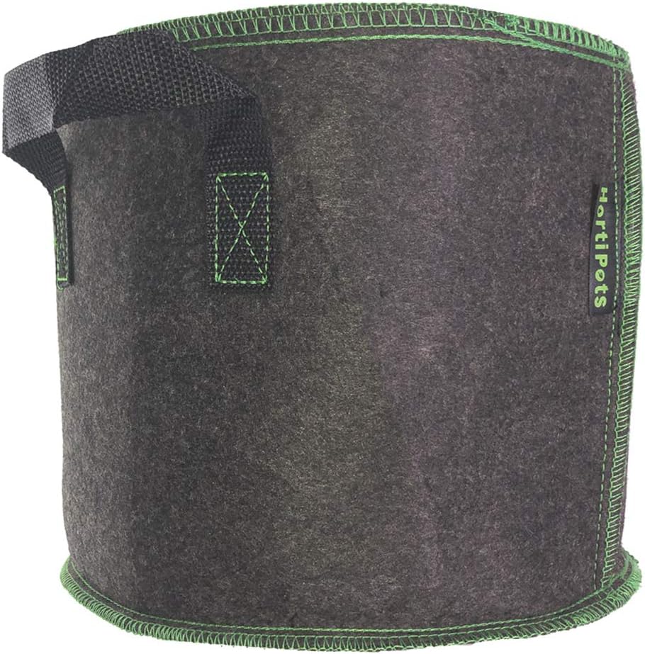 HORTIPOTS Fabric Pots 3 Gallon Non So Floppy Air Pruning Smart Grow Bags Black Gray (Pack of 10)