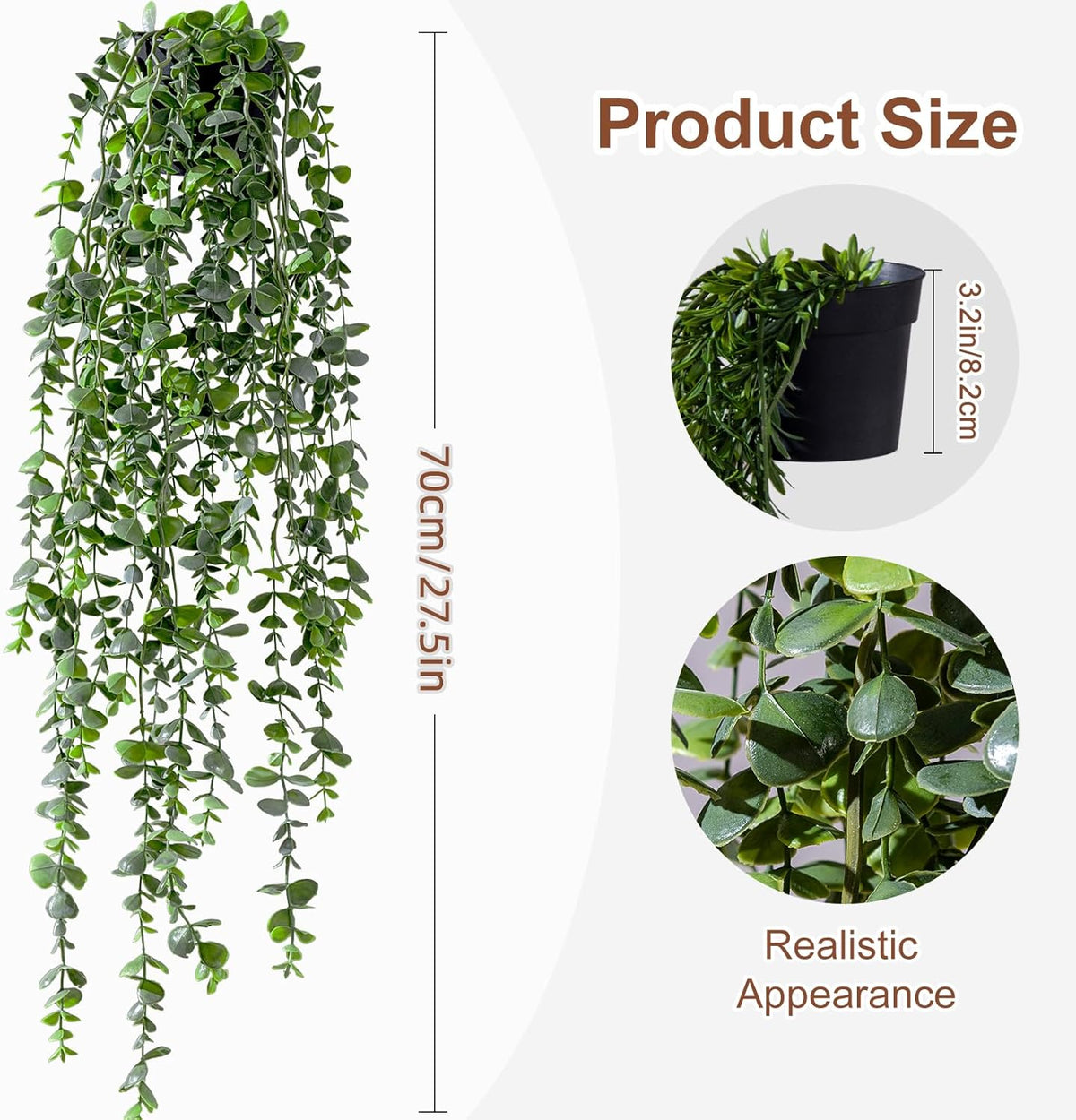 Artificial Hanging Plant 2 Pcs Faux Plant Ivy Vine Faux Eucalyptus Vines Fake Potted Greenery for