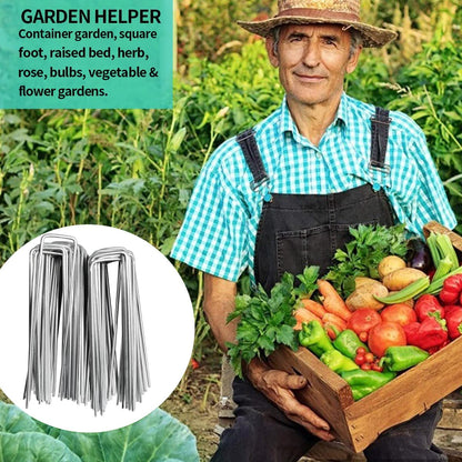 100 Pieces 6 Inch 11 Gauge Galvanized Landscape Staples,Stakes for Outdoor Decorations, Anti-Rust
