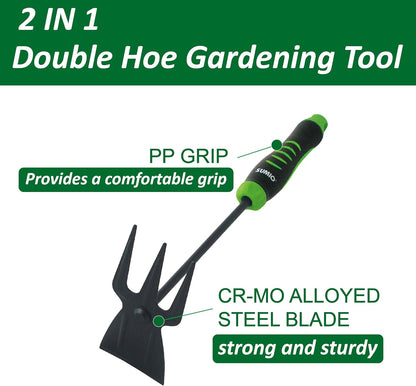 SUMIO 13.7" Alloy Steel Hoe and Cultivator - Lightweight Hand Tiller for Weeding, Digging