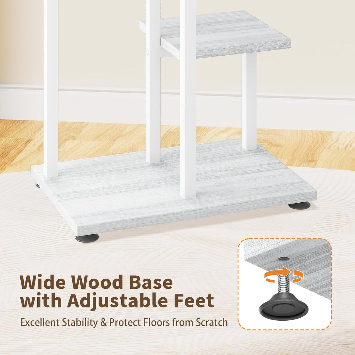 LASZOLA White 4 Tiered Wood Plant Stand Indoor for Large Heavy Duty Planter, Sturdy Multi Level