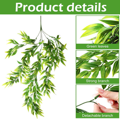 Hoteam 12 Pcs Artificial Hanging Plants 32 Inch Fake Ivy Vines with Fake Leaves Patio Artificial