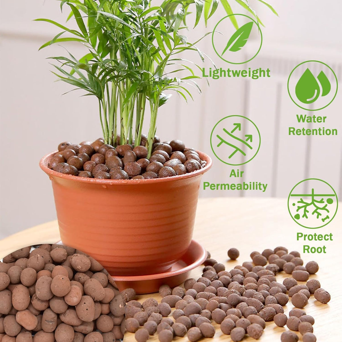Halatool 12LB Expanded Clay Pebbles for Potted Plants Organic Lightweitht Clay Leca Balls for