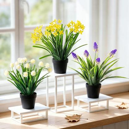 3 Pack Fake Small Plant Artificial Potted Flowers for Home Decor Fake Flower Plant Greenery Mini